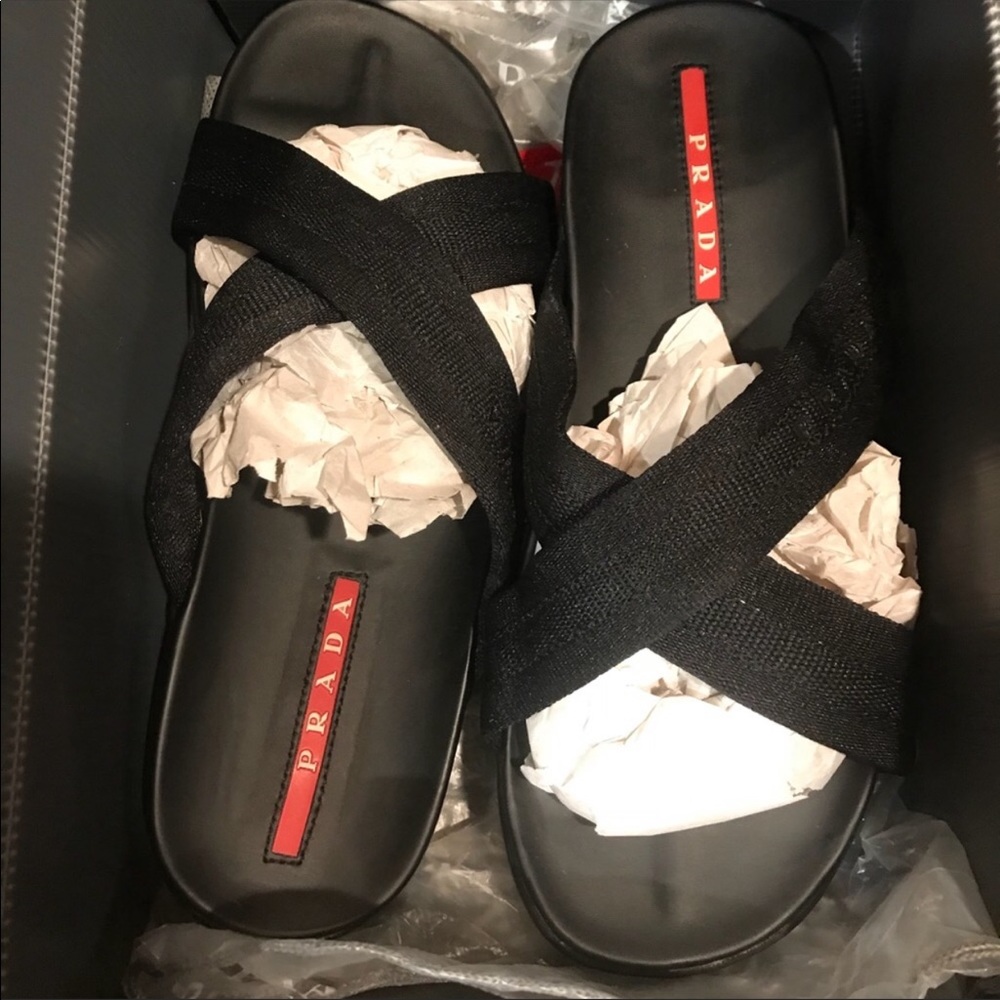 Prada mens canvas sandals